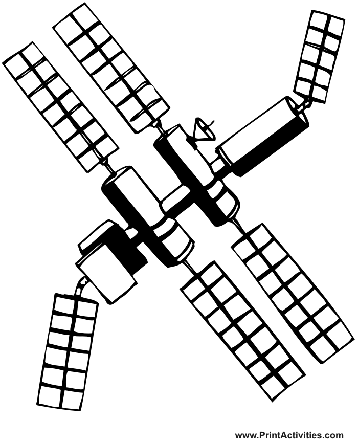 Space coloring page satellite