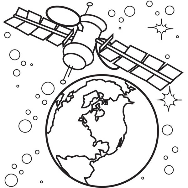 Satellite of spaceship coloring page