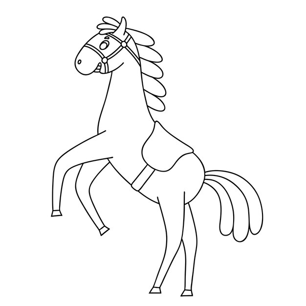 Premium vector funny horse outline vector illustration for children creativity coloring pages for kids