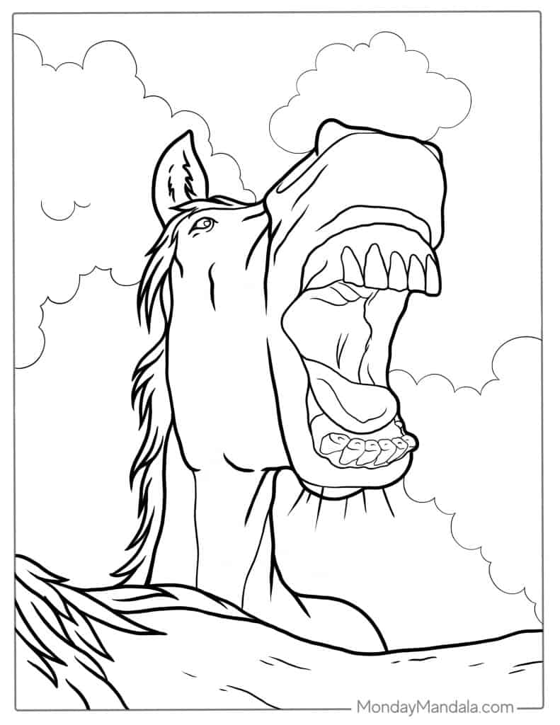 Horse coloring pages free pdf printables