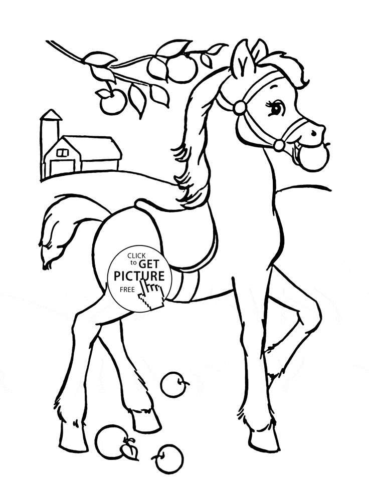 Funny horse coloring page for kids animal coloring pages printables free