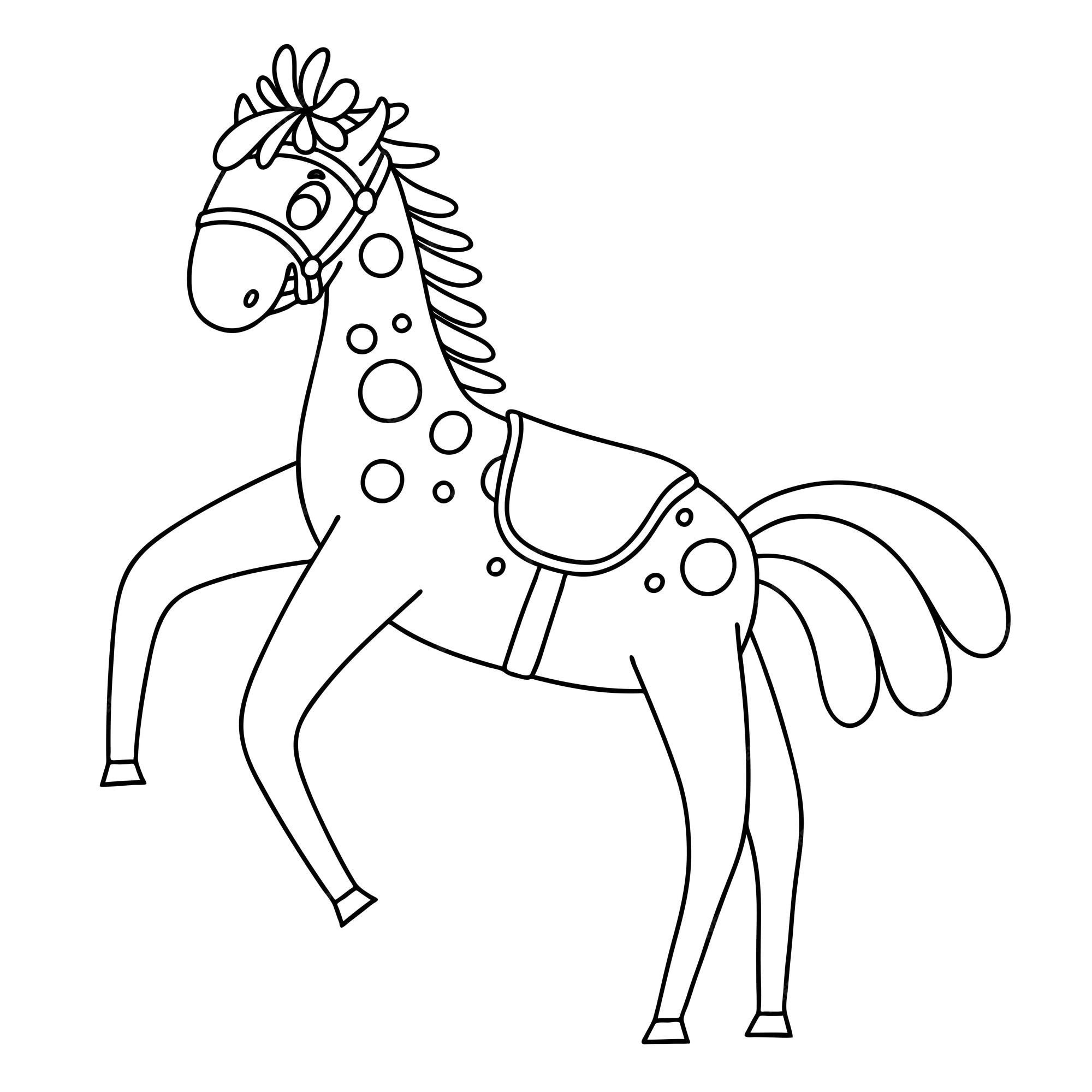 Premium vector funny horse outline vector illustration for children creativity coloring pages for kids