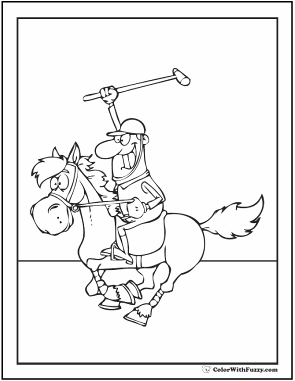 Funny polo horse coloring page