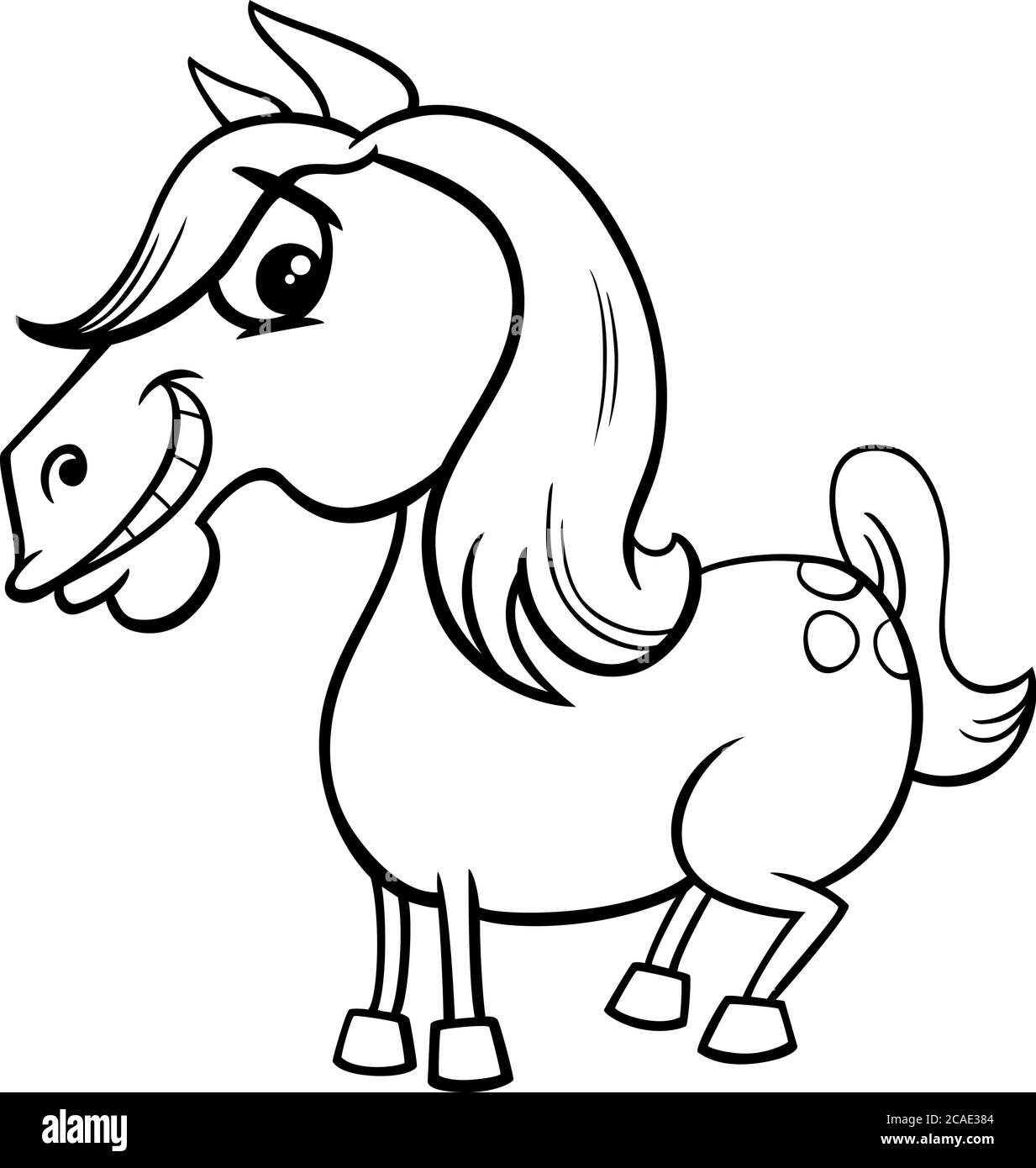 Illustration funny horse coloring book hi