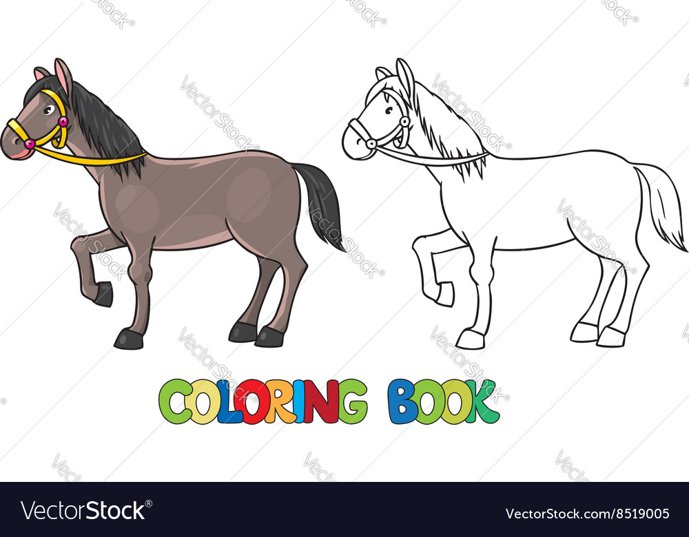 Funny horse coloring book royalty free vector image