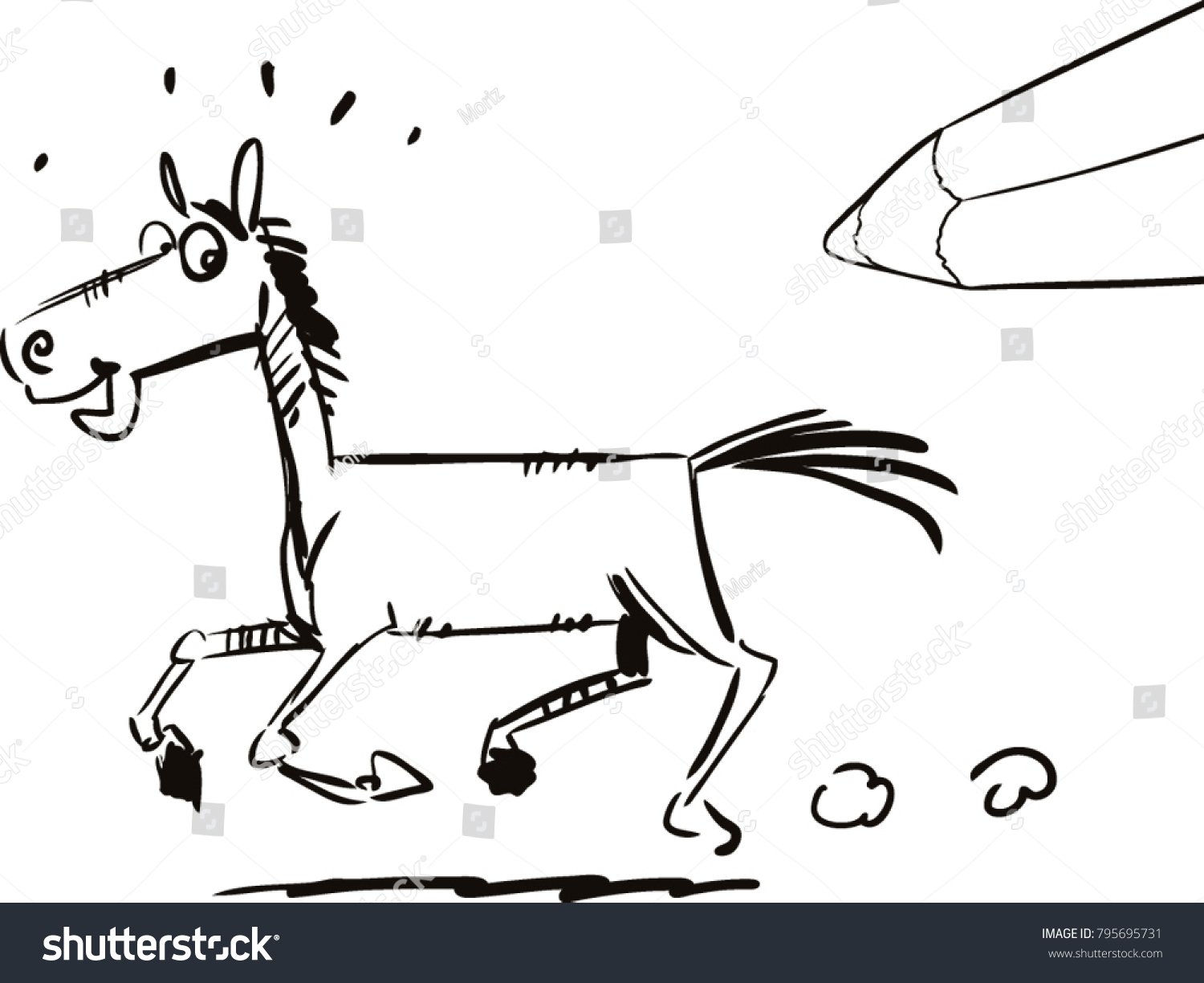 Illustration funny horse coloring book stock vector royalty free