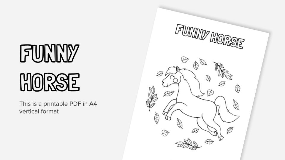 Funny horse printable coloring worksheet