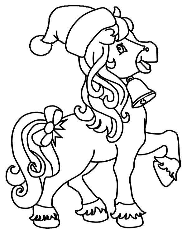 Christmas decorated horse printable picture