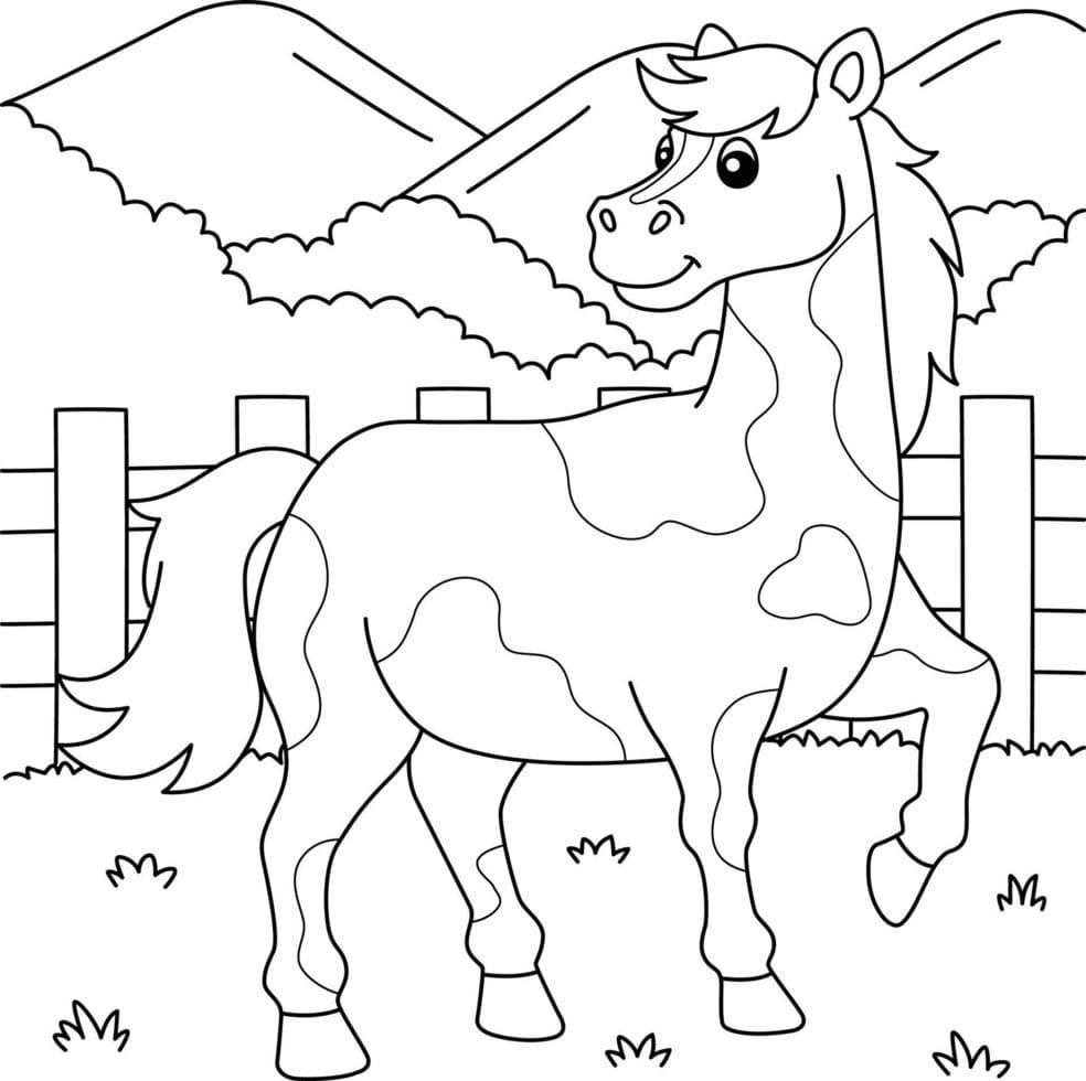 Cute horse coloring page