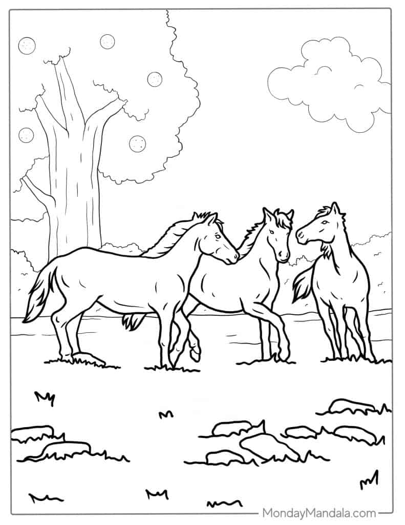 Horse coloring pages free pdf printables