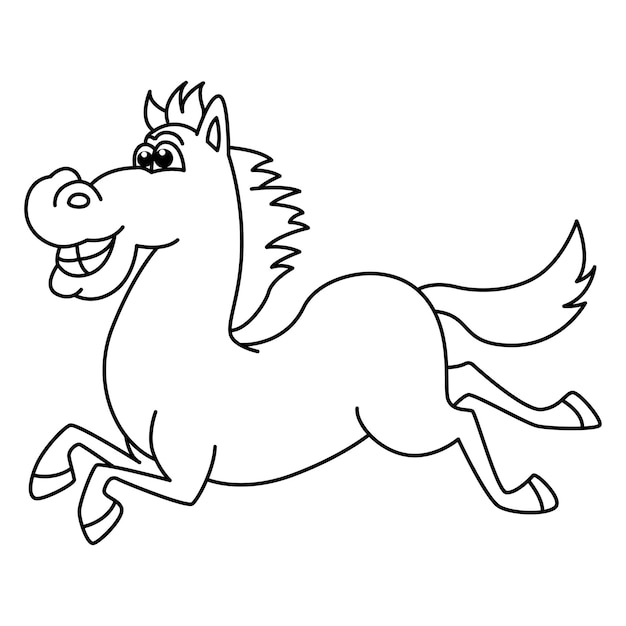 Premium vector funny horse cartoon vector coloring page