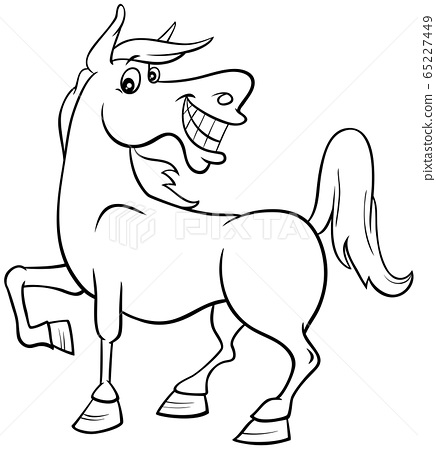 Horse farm animal character coloring book page