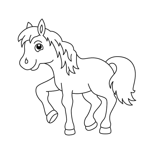 Premium vector funny horse cartoon characters vector illustration for kids coloring book