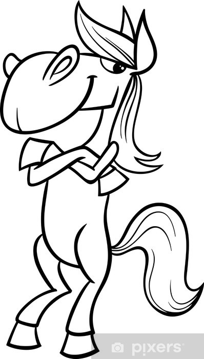 Wall mural funny horse cartoon coloring page