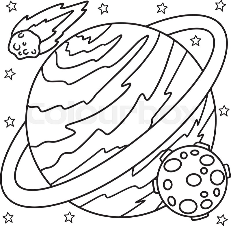 Planet saturn coloring page for kids stock vector