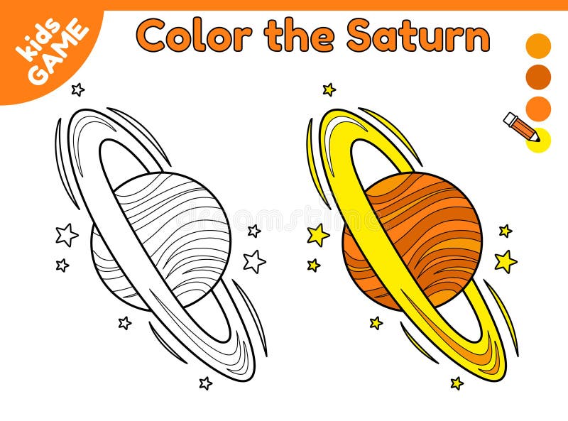 Page of kids coloring book with the planet saturn stock vector