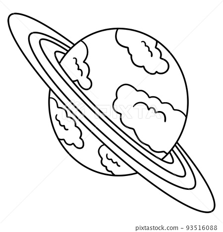 Planet saturn isolated coloring page for kids