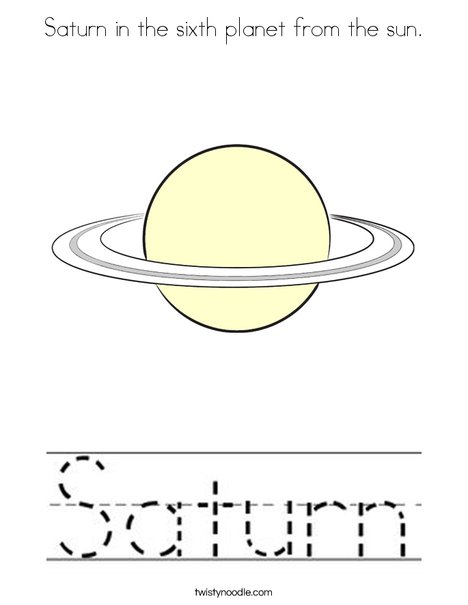 Saturn in the sixth planet from the sun coloring page