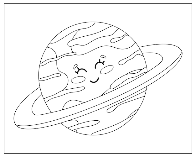 Premium vector coloring page outline of a cartoon saturn space and astronomy coloring book for kids