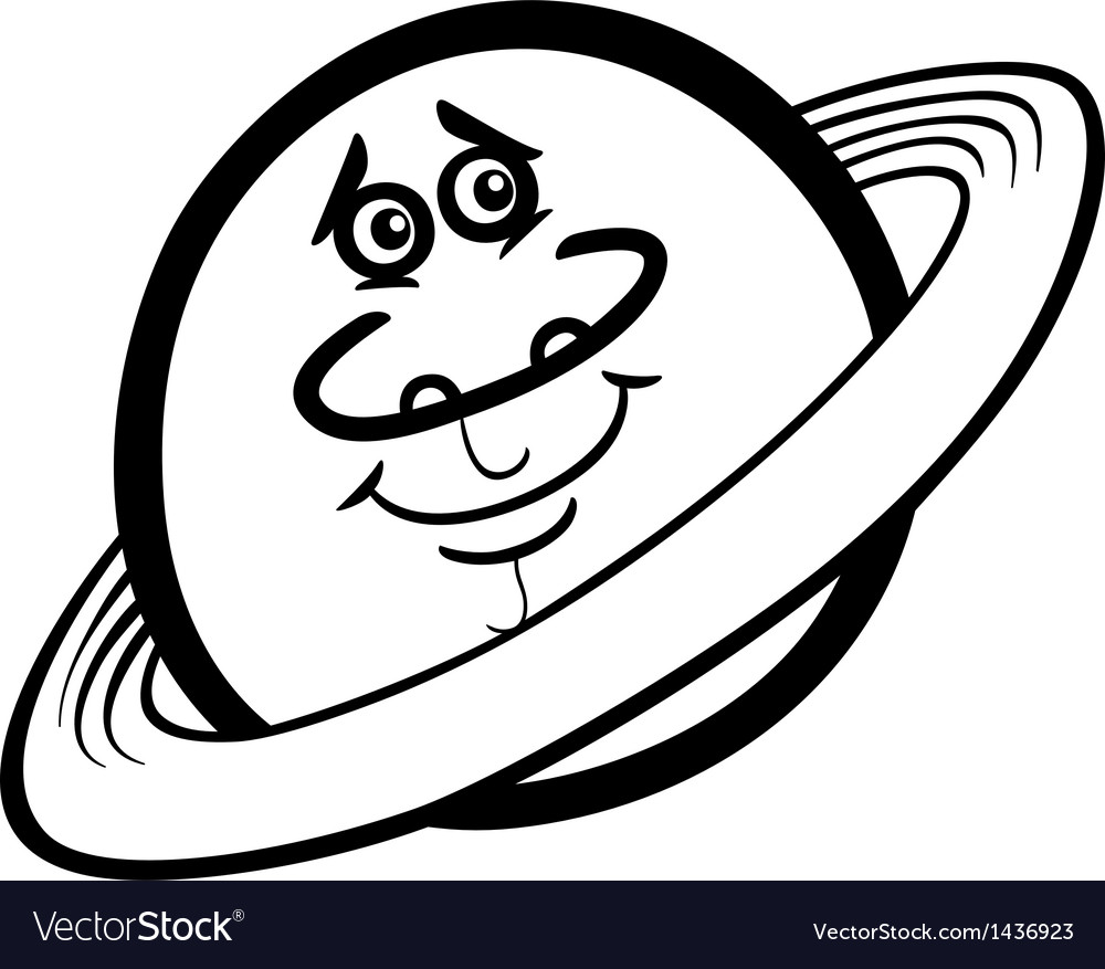 Saturn planet cartoon coloring page royalty free vector