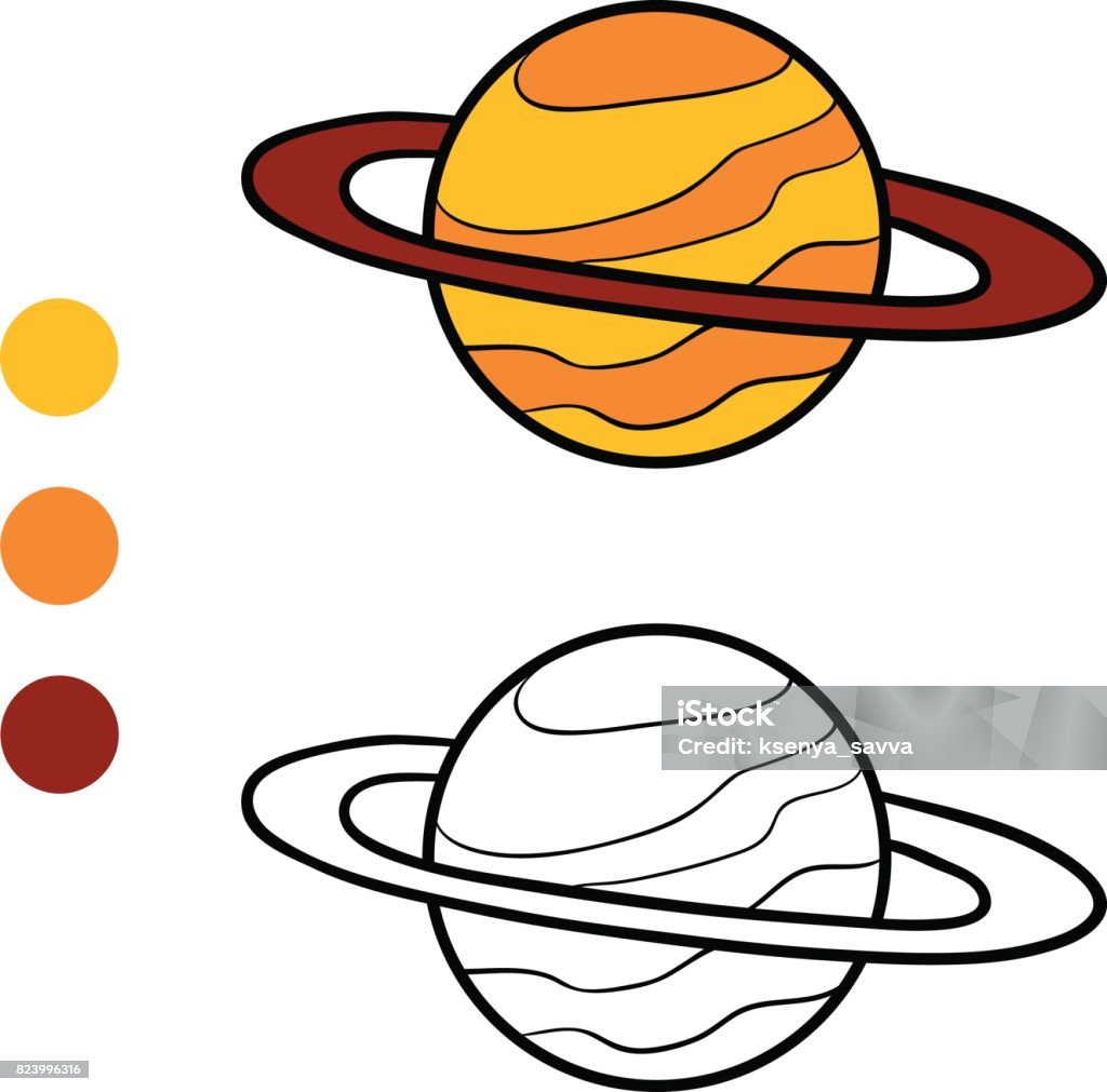 Coloring book saturn stock illustration