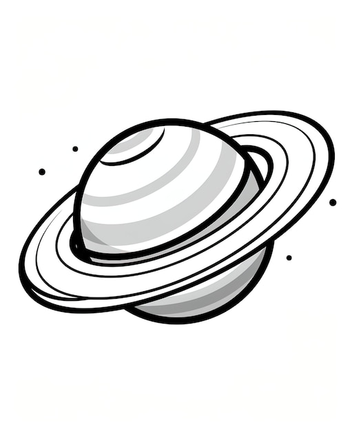 Premium vector drawing of saturn outlined art bold coloring book page for kids