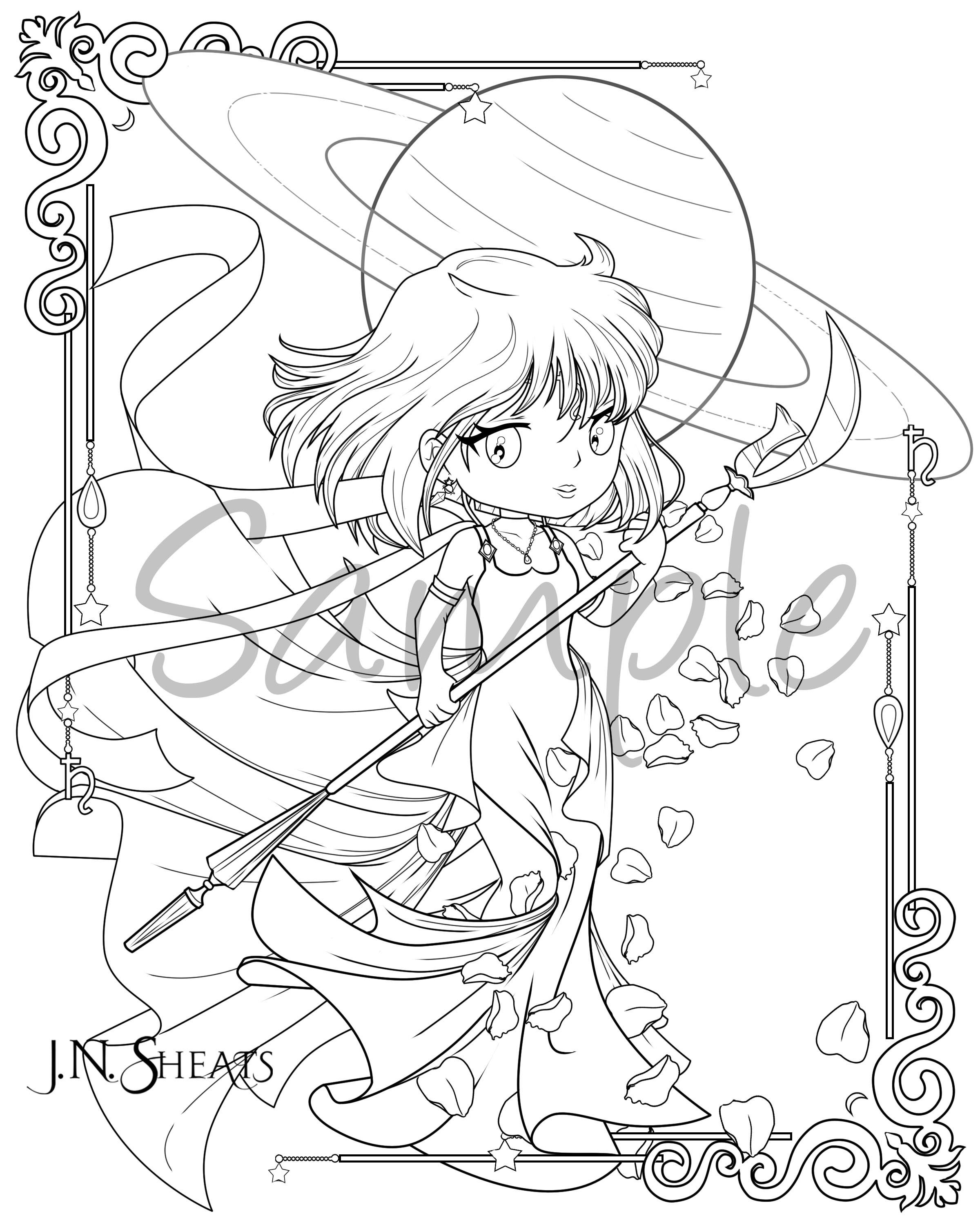 Single coloring page download for adults sailor princess saturn sailor moon