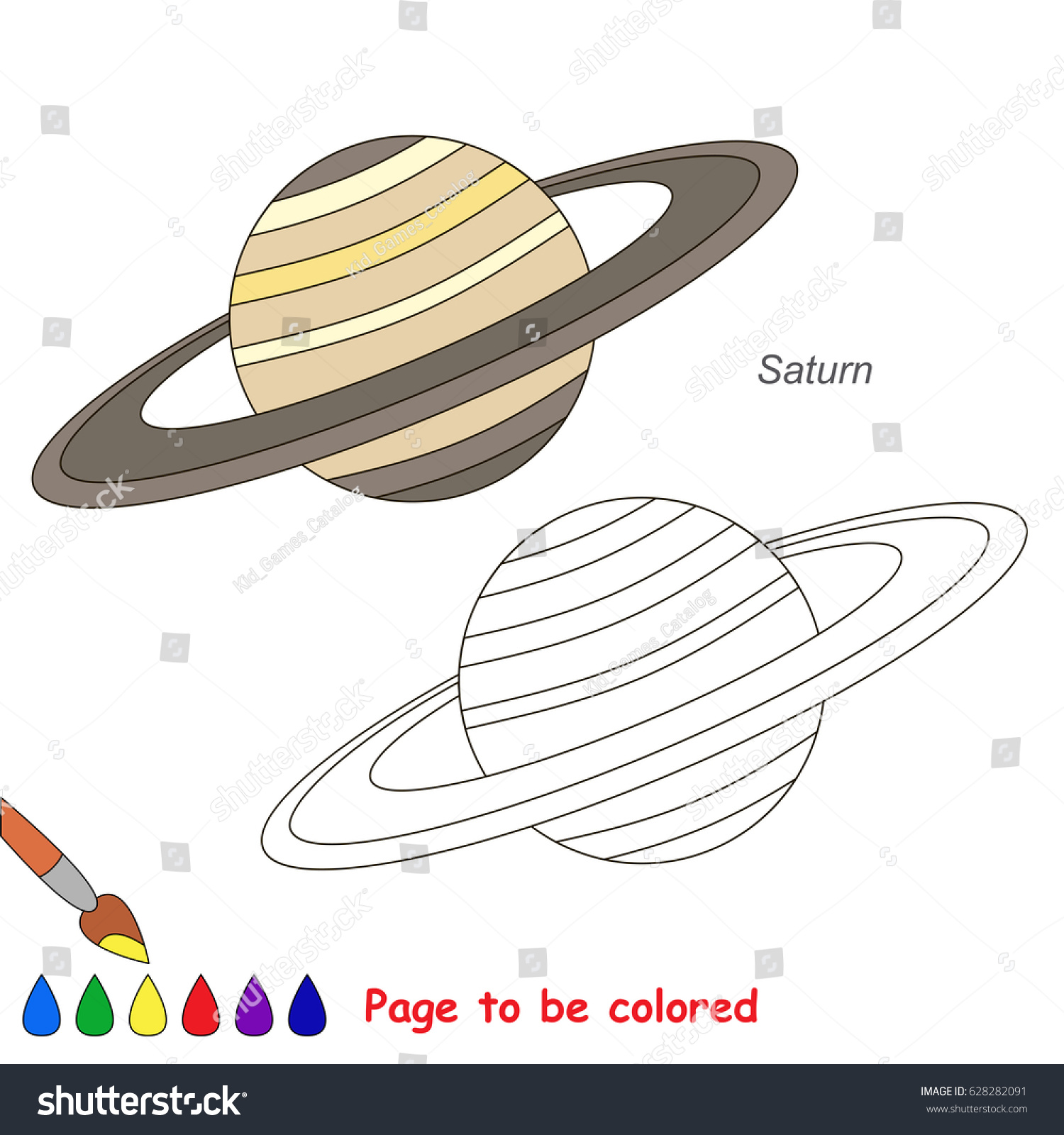 Planet saturn be colored coloring book stock vector royalty free