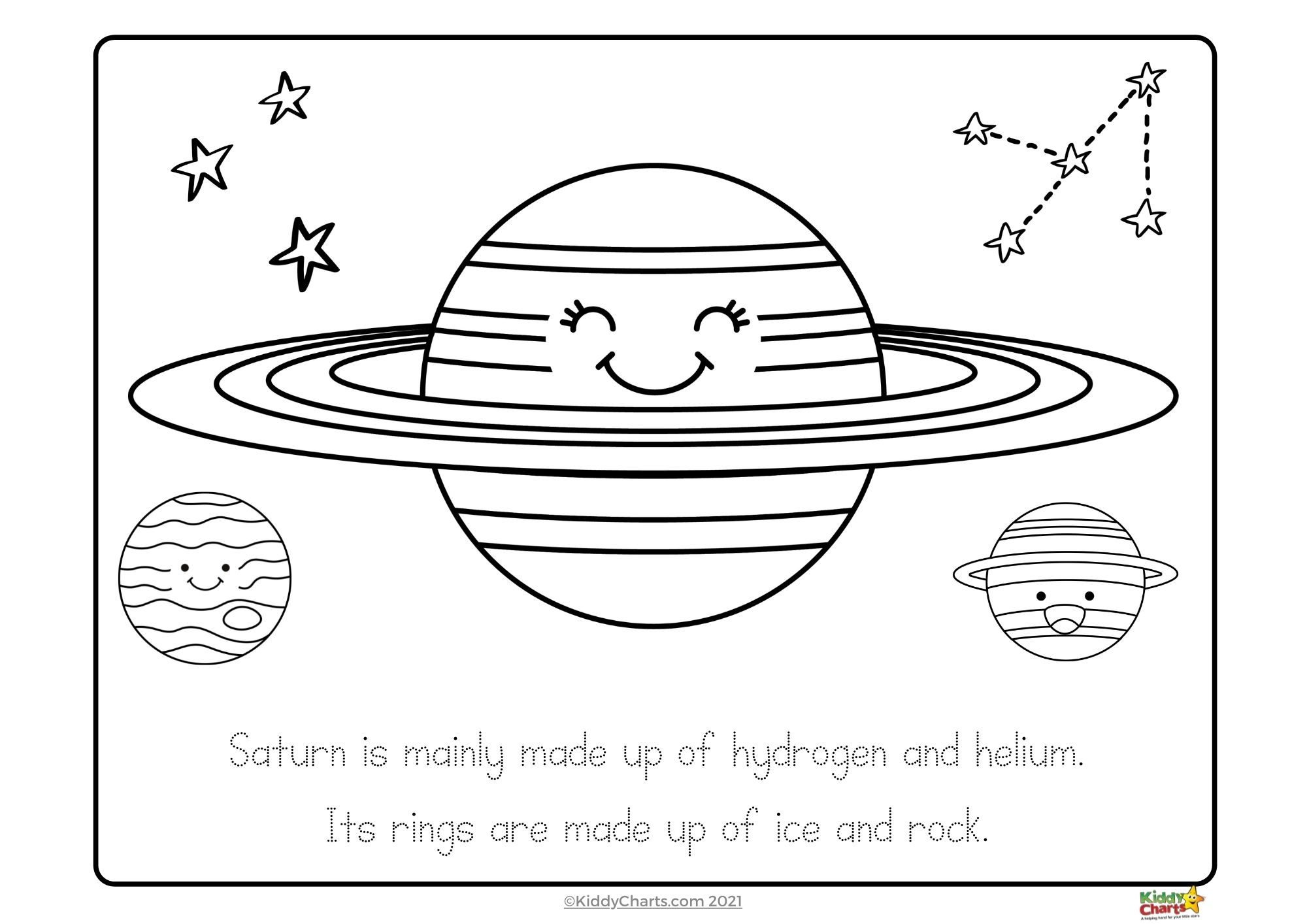 Kawaii coloring pages the solar system