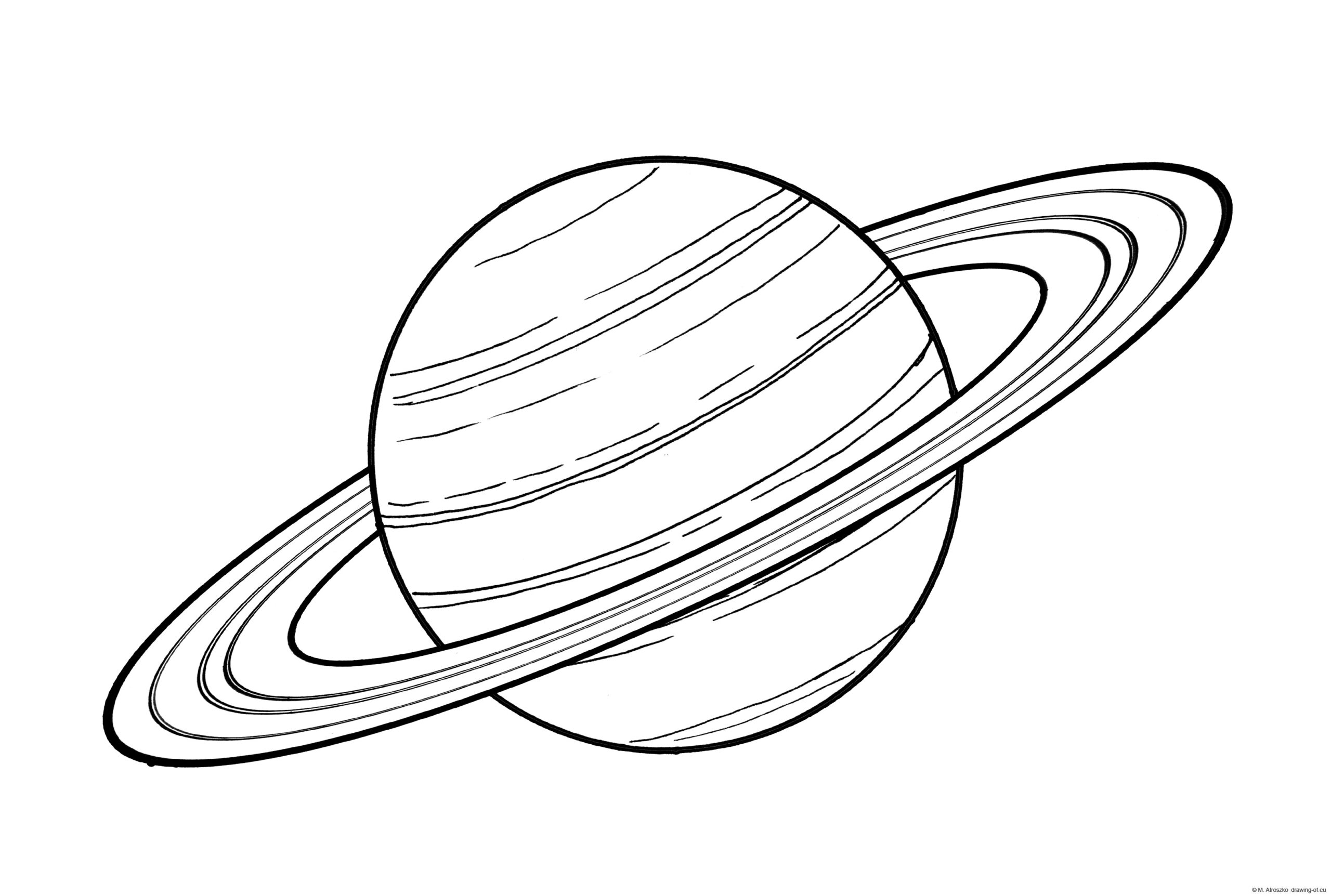 Drawing of saturn â planet â line art illustrations