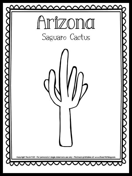 Arizona saguaro cactus coloring page free printable â the art kit