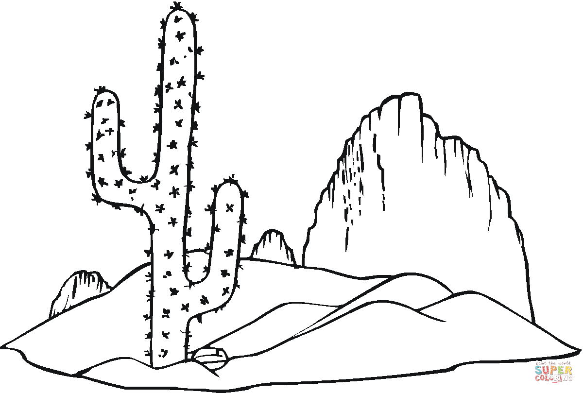 Saguaro cactus coloring page free printable coloring pages