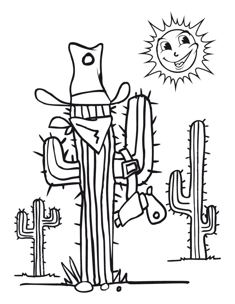 Free printable cactus coloring pages for kids