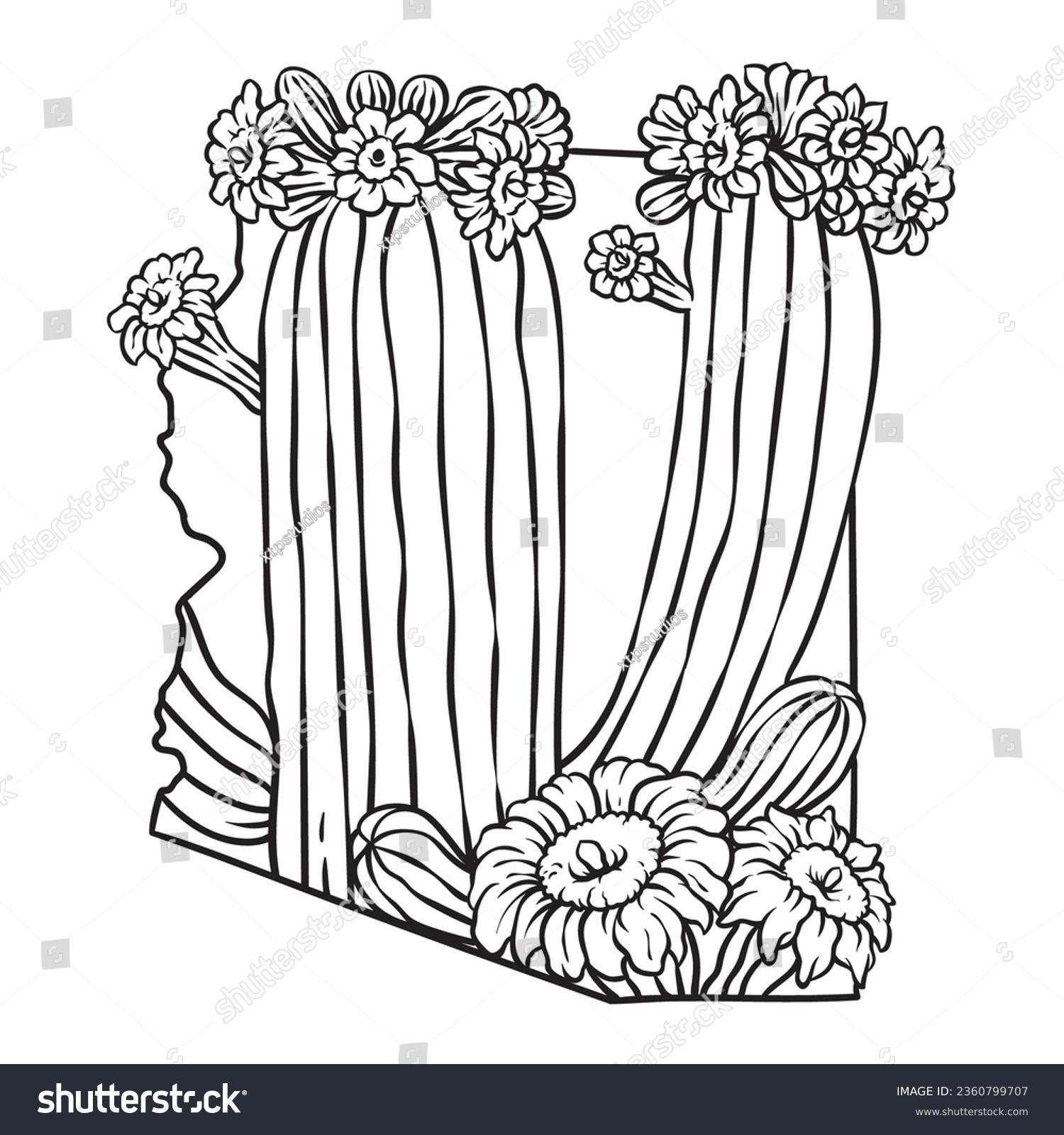 Arizona state flower lineart vector illustration stock vector royalty free