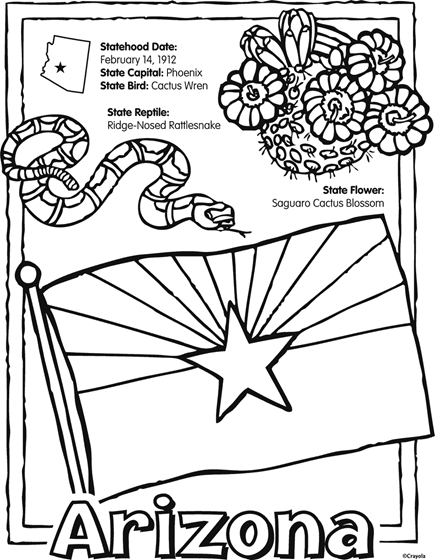 State of arizona free coloring page