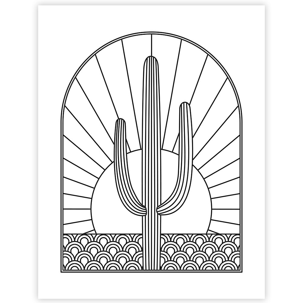 Saguaro sunrise arc bw art print boelter design co