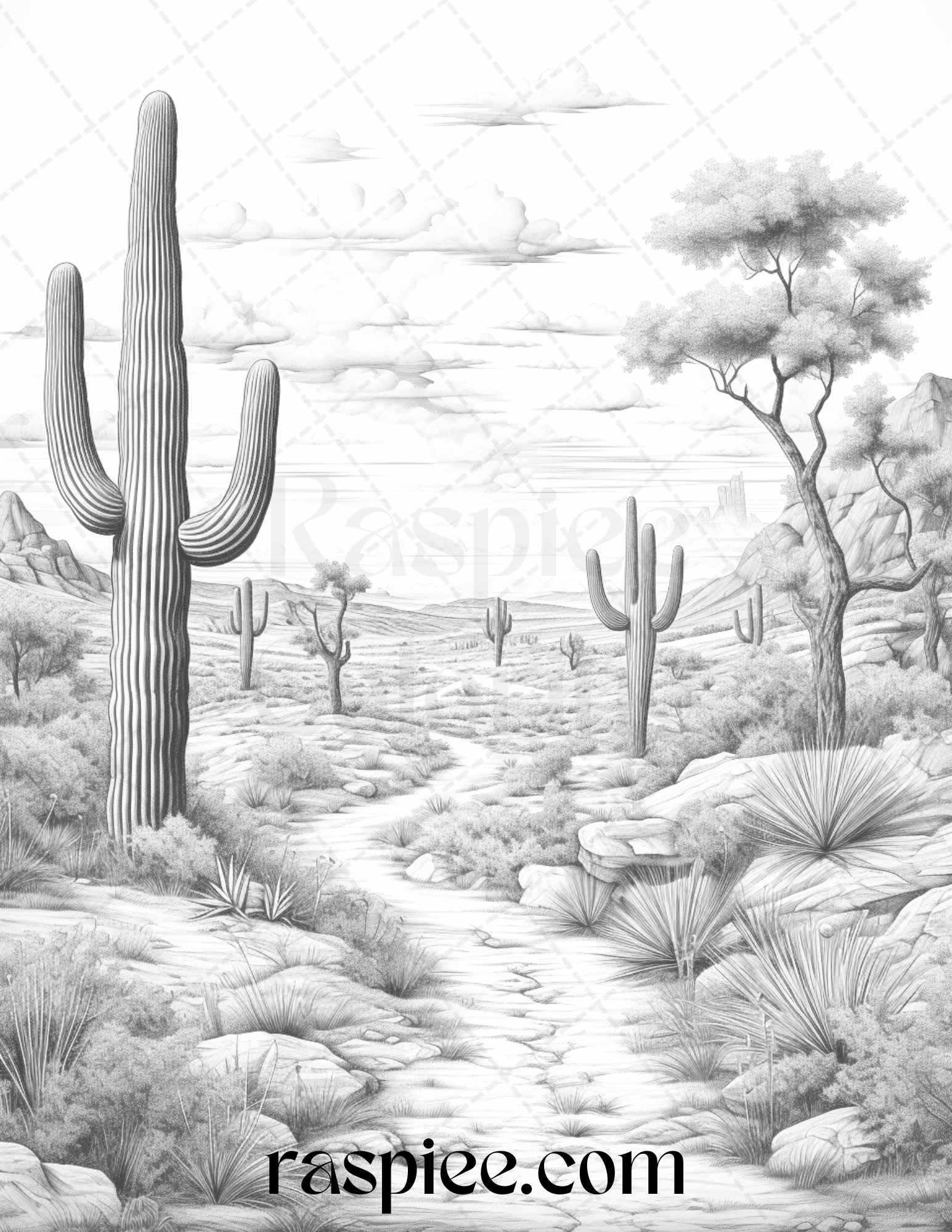 Desert landscapes grayscale coloring pages printable for adults pd â coloring