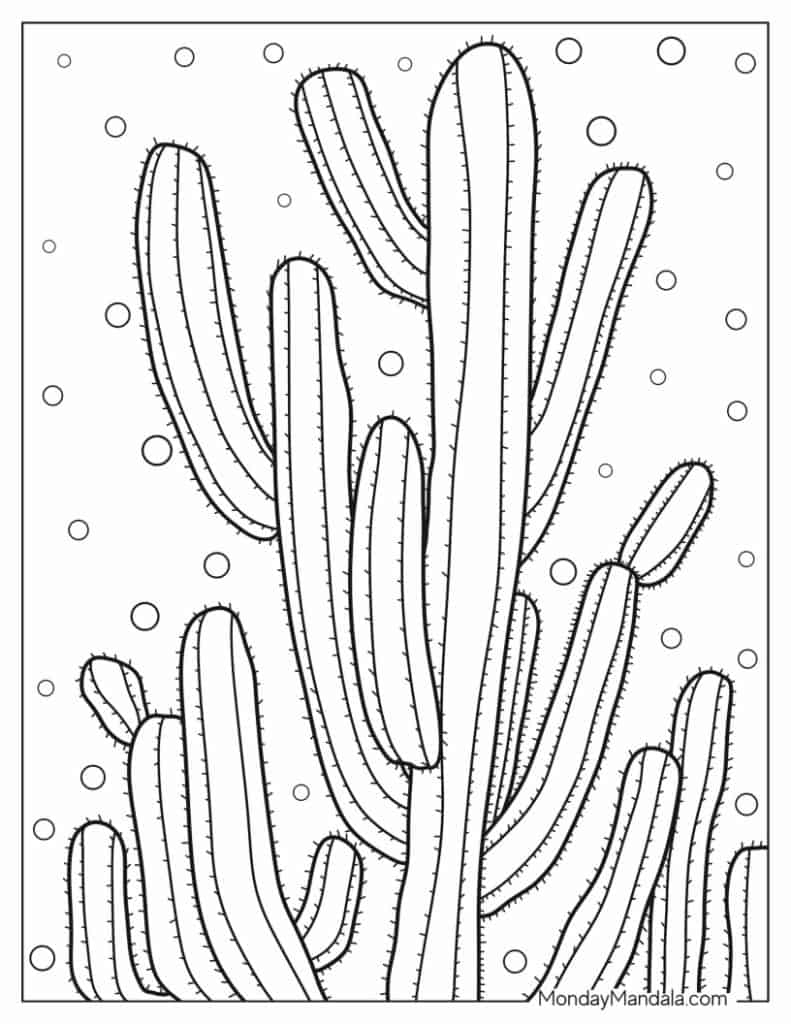 Cactus coloring pages free pdf printables