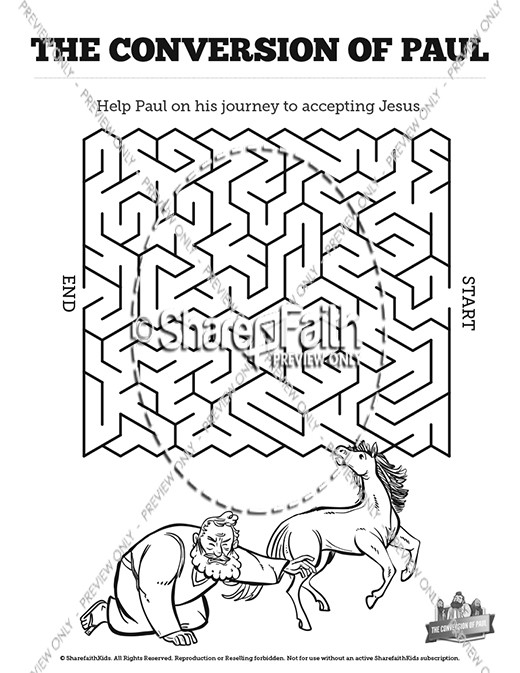 Acts pauls conversion sunday school coloring pages clover media