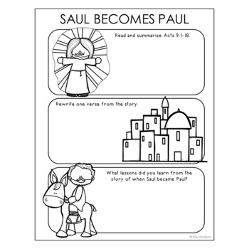 Saul bees paul bible story notes activity new testament worksheet lesson