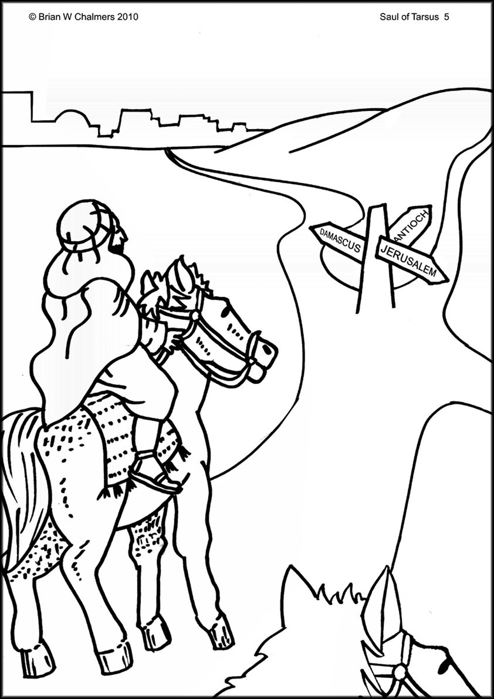 Paul on the road to damascus bible coloring pages bible coloring coloring pages