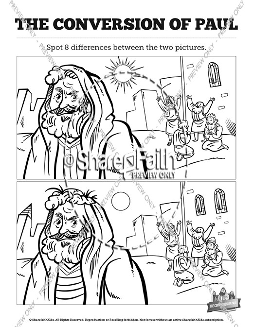 Acts pauls conversion sunday school coloring pages clover media