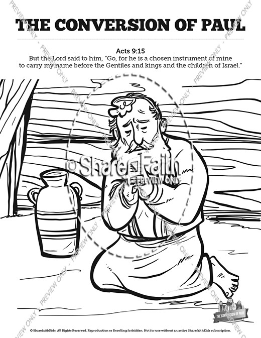 Acts pauls conversion sunday school coloring pages clover media