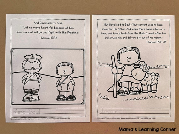 David and goliath bible coloring pages