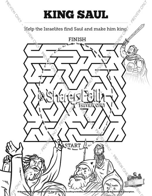 King saul sunday school coloring pages â