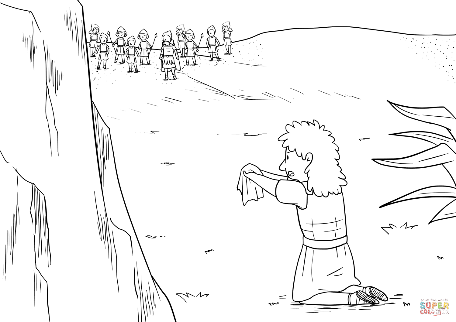 David shows the piece of the robe to saul coloring page free printable coloring pages