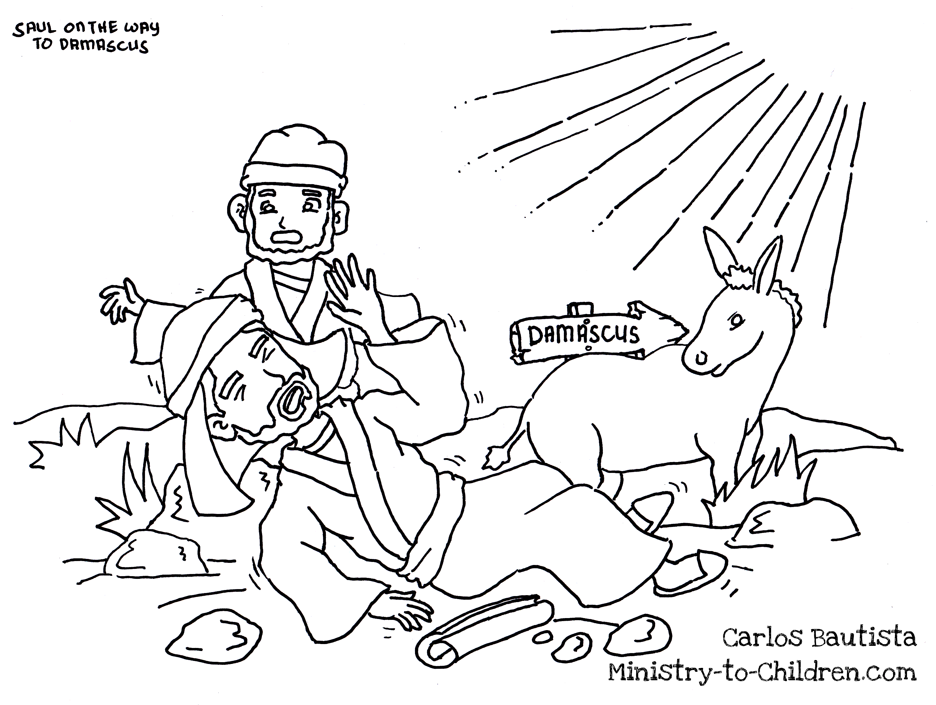 Saul on the road to damascus coloring page