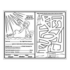 On the road to damascus saul activity page sketch coloring page
