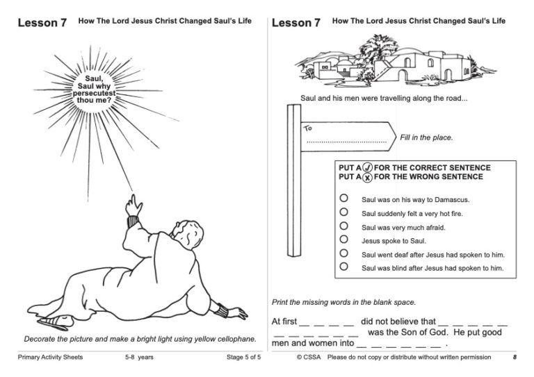 How the lord jesus changed sauls life cssa primary stage lesson â magnify him together