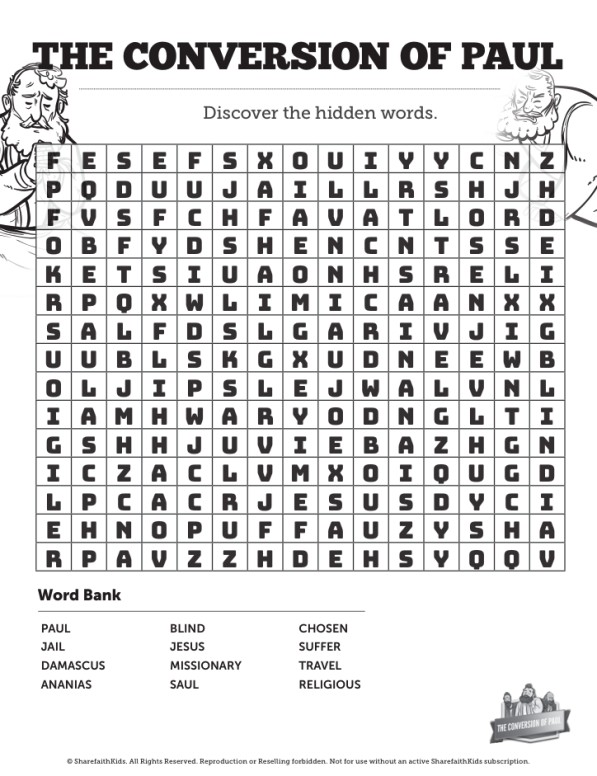 Acts pauls conversion sunday school coloring pages clover media
